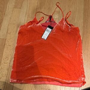 BCBGMaxAzria Vibrant Orange Velvet Camisole